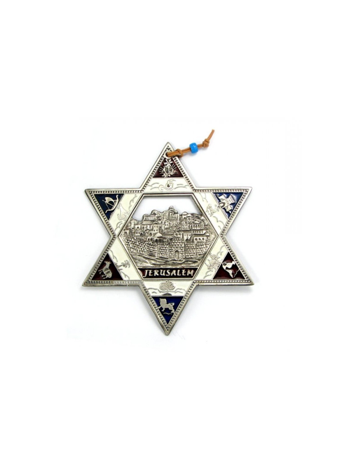 תליית קיר מגן דוד בציפוי כסף עם שנים עשר... | מָגֵן דָוִד